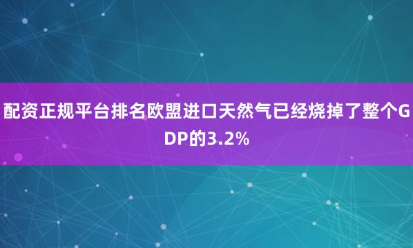 配资正规平台排名欧盟进口天然气已经烧掉了整个GDP的3.2%